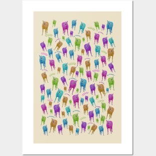 Funny horses pattern with laughing ponies Posters and Art